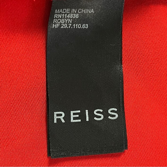 REISS Robyn Dress Ruffle Side Bodycon Cocktail Red Size 6 Knee Length - Picture 9 of 10